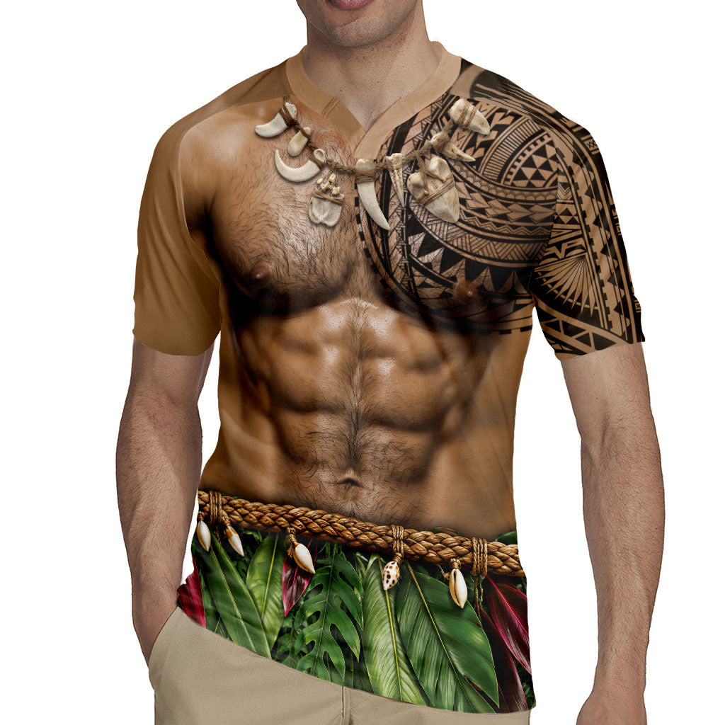 Warrior Muscle Tattoo 3D Funny Graphic Rugby Jersey Six Pack Abs Bone Necklace Leaf Skirt DT05 - Polynesian Pride
