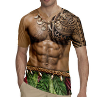 Warrior Muscle Tattoo 3D Funny Graphic Rugby Jersey Six Pack Abs Bone Necklace Leaf Skirt DT05 - Polynesian Pride