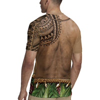 Warrior Muscle Tattoo 3D Funny Graphic Rugby Jersey Six Pack Abs Bone Necklace Leaf Skirt DT05 - Polynesian Pride