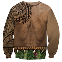 Warrior Muscle Tattoo 3D Funny Graphic Sweatshirt Six Pack Abs Bone Necklace Leaf Skirt DT05 - Polynesian Pride