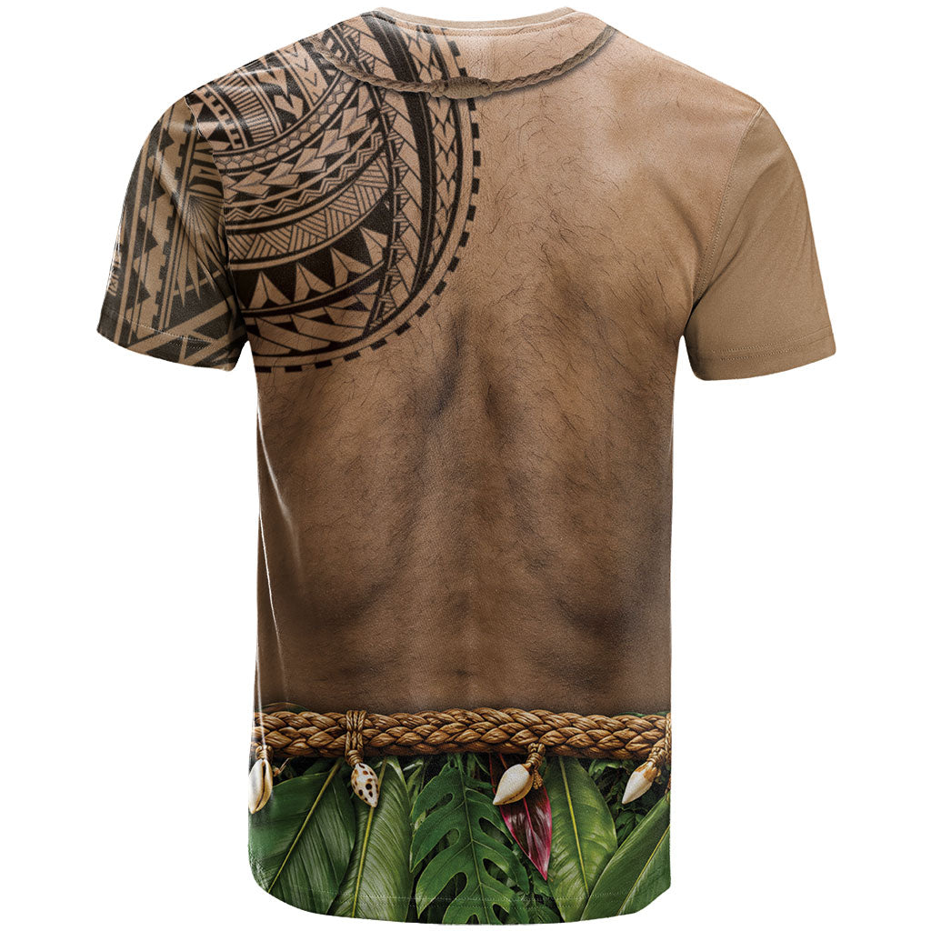 Warrior Muscle Tattoo 3D Funny Graphic T Shirt Six Pack Abs Bone Necklace Leaf Skirt DT05 - Polynesian Pride