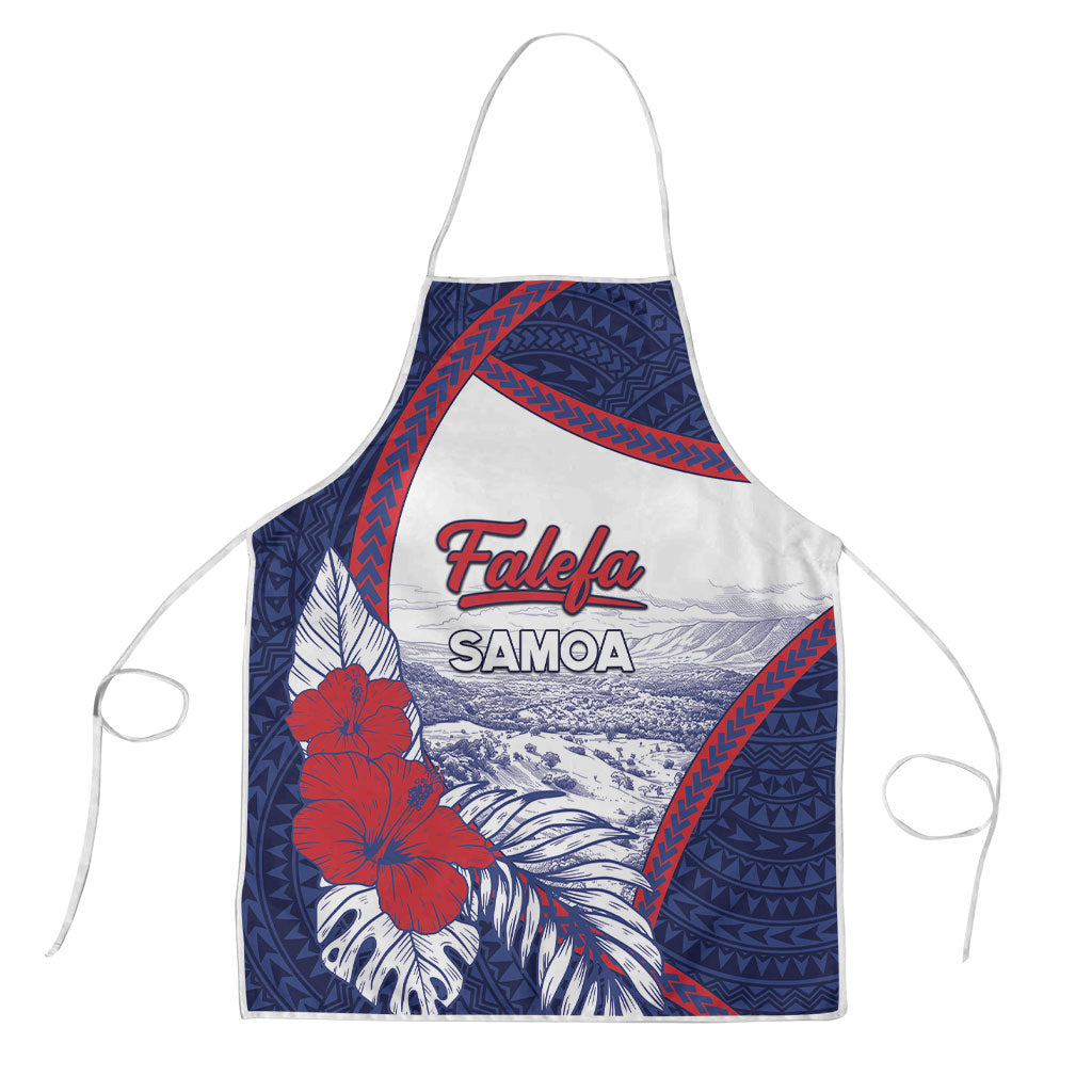 Falefa Samoa Village Apron Valley Polynesian Tribal Hibiscus Floral DT05 Navy - Polynesian Pride