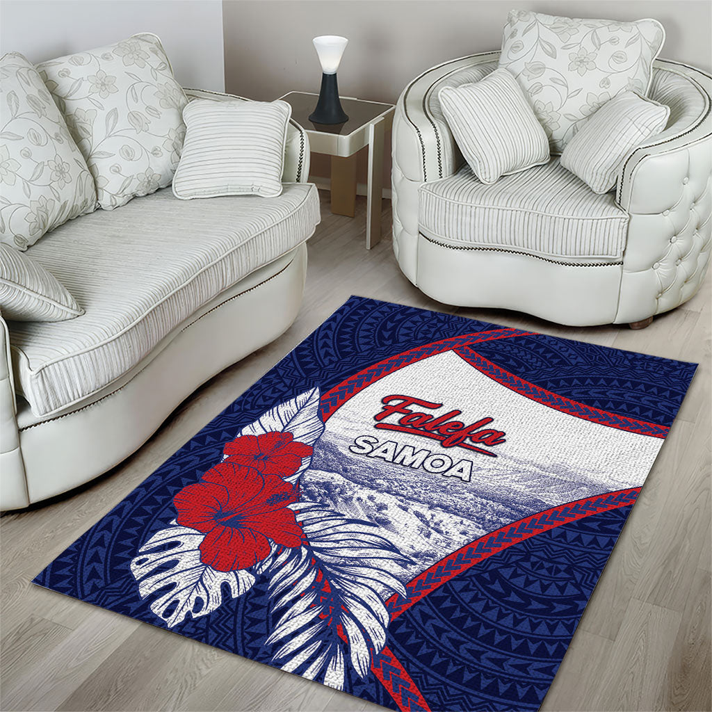 Falefa Samoa Village Area Rug Valley Polynesian Tribal Hibiscus Floral