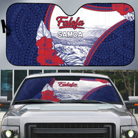 Falefa Samoa Village Auto Sun Shade Valley Polynesian Tribal Hibiscus Floral DT05 Navy - Polynesian Pride