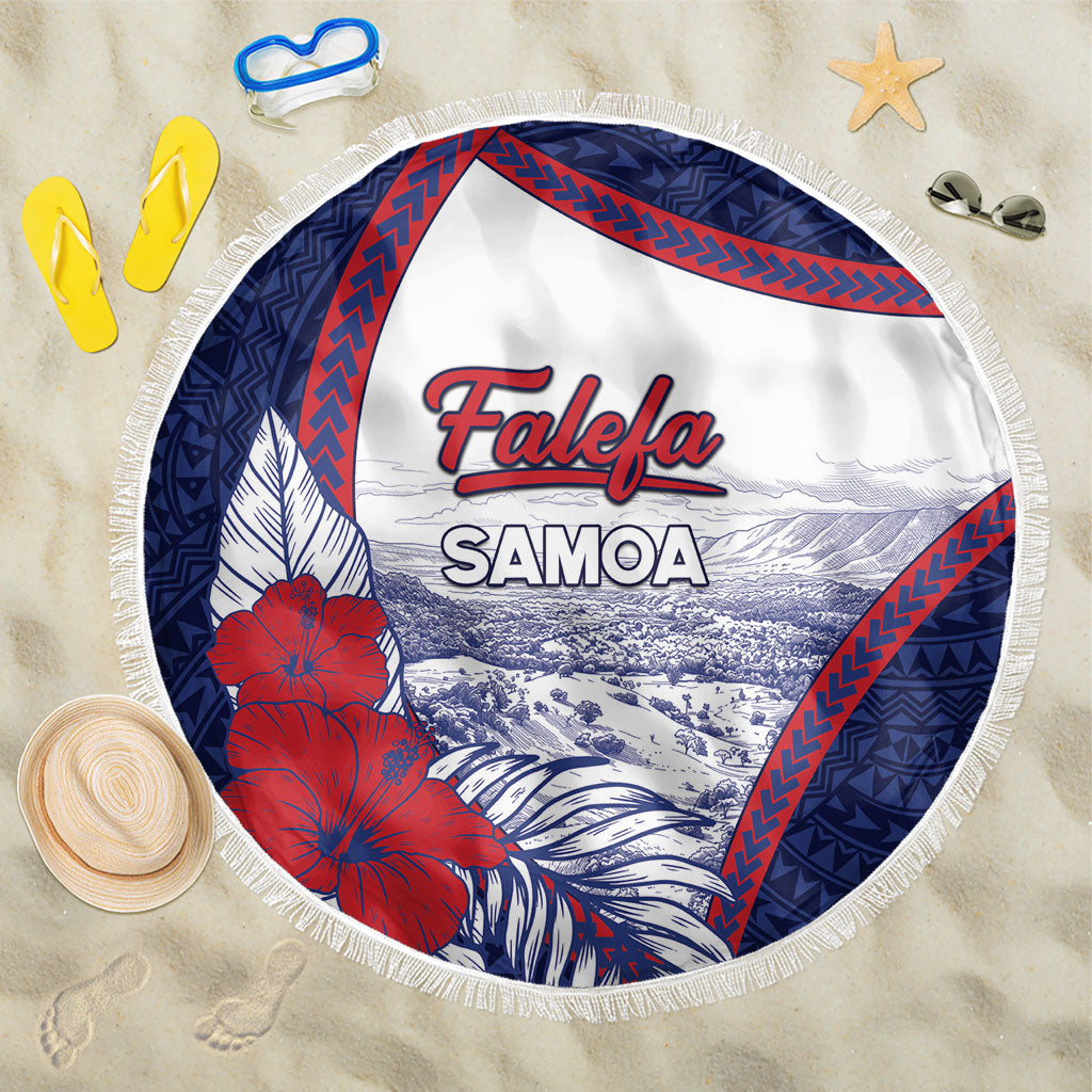 Falefa Samoa Village Beach Blanket Valley Polynesian Tribal Hibiscus Floral DT05 One Size 150cm Navy - Polynesian Pride