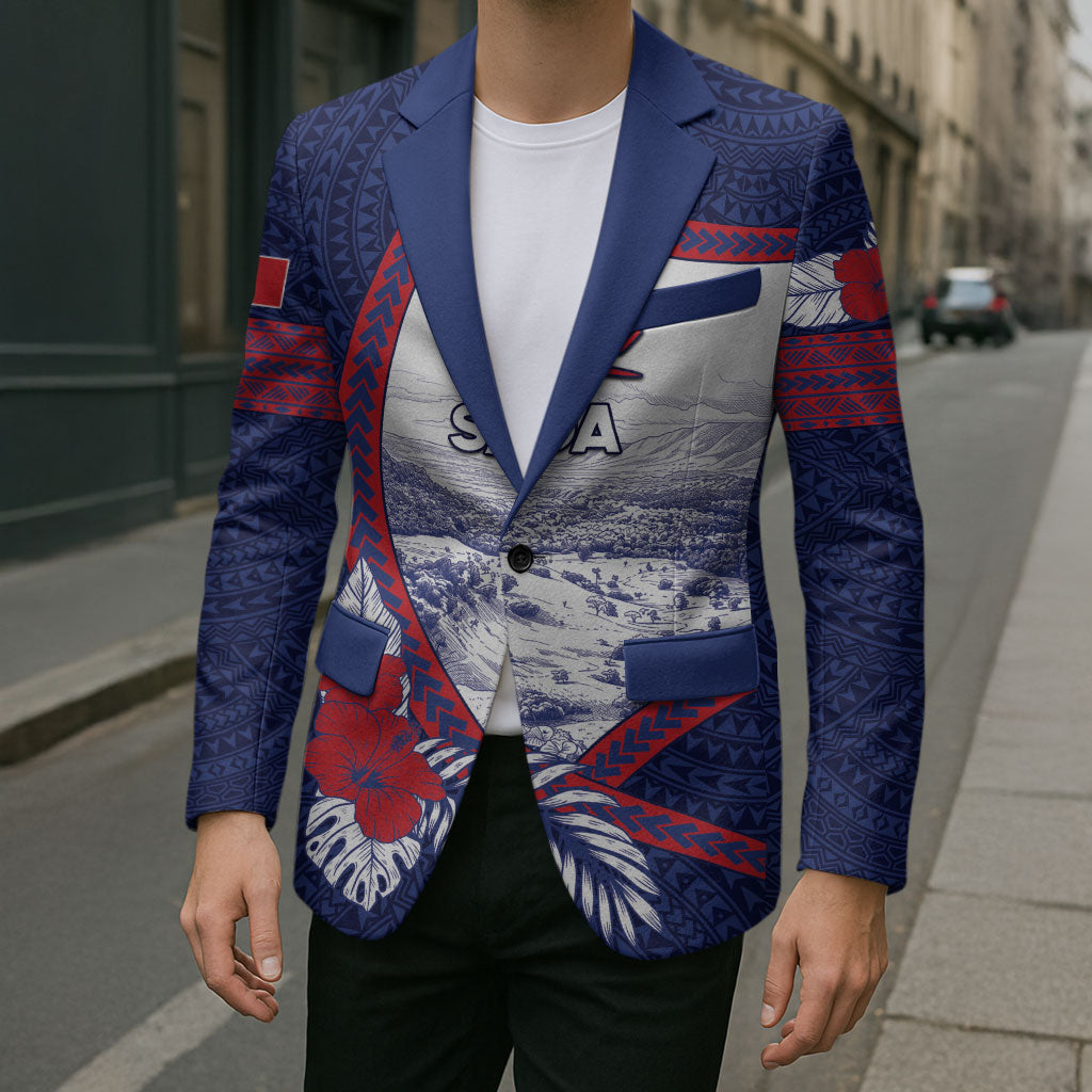 Personalised Falefa Samoa Village Blazer Valley Polynesian Tribal Hibiscus Floral DT05 - Polynesian Pride