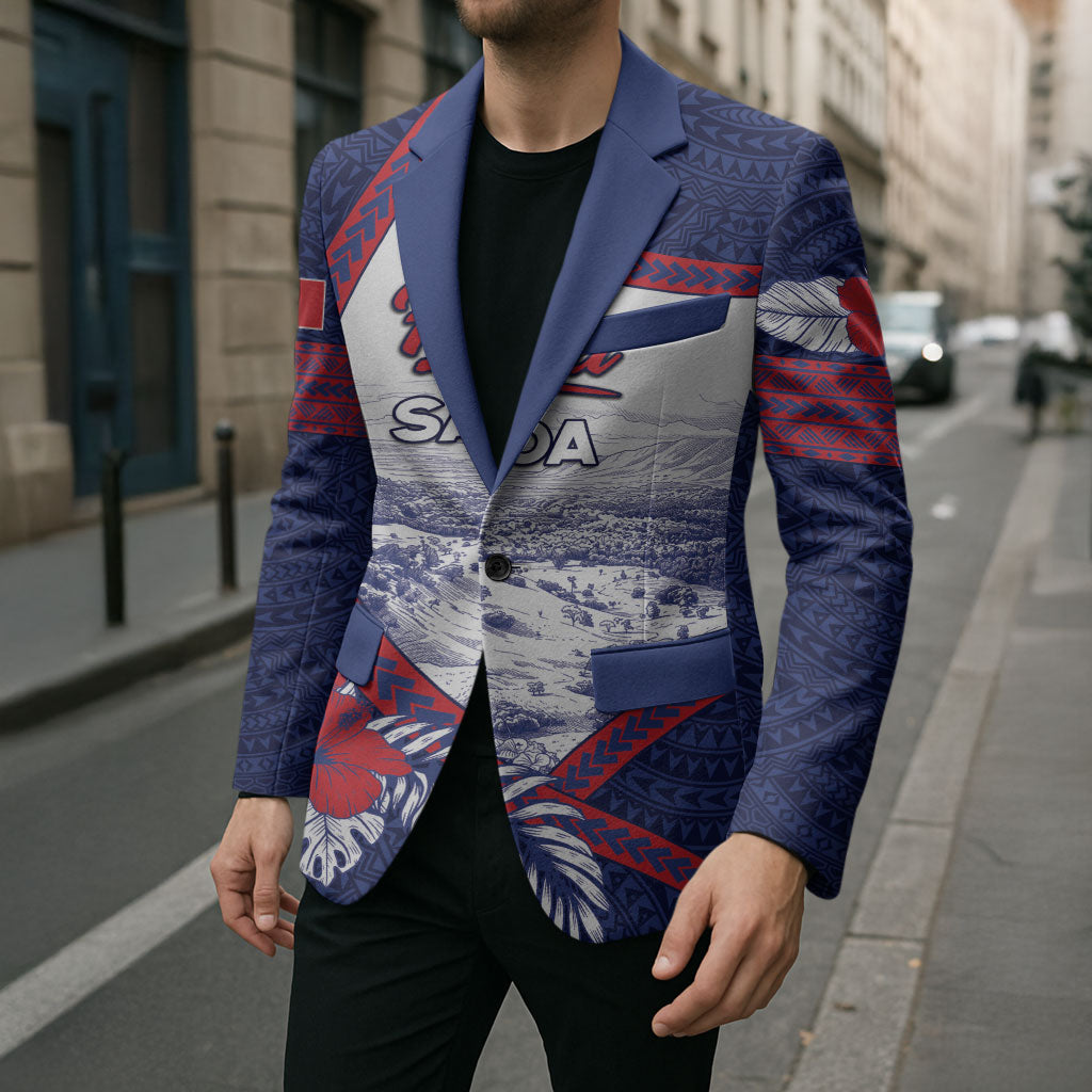 Personalised Falefa Samoa Village Blazer Valley Polynesian Tribal Hibiscus Floral DT05 - Polynesian Pride