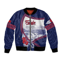 Personalised Falefa Samoa Village Bomber Jacket Valley Polynesian Tribal Hibiscus Floral DT05 Unisex Navy - Polynesian Pride