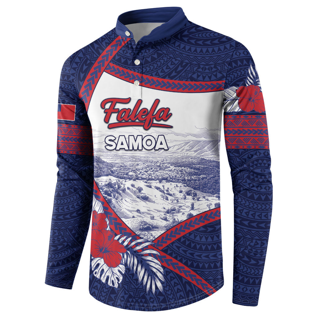 Personalised Falefa Samoa Village Button Sweatshirt Valley Polynesian Tribal Hibiscus Floral