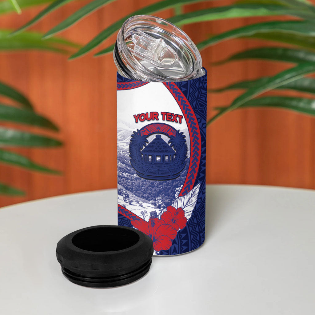 Personalised Falefa Samoa Village 4 in 1 Can Cooler Tumbler Valley Polynesian Tribal Hibiscus Floral