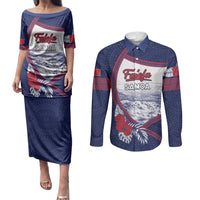 Personalised Falefa Samoa Village Couples Matching Puletasi and Long Sleeve Button Shirt Valley Polynesian Tribal Hibiscus Floral