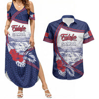 Personalised Falefa Samoa Village Couples Matching Summer Maxi Dress and Hawaiian Shirt Valley Polynesian Tribal Hibiscus Floral