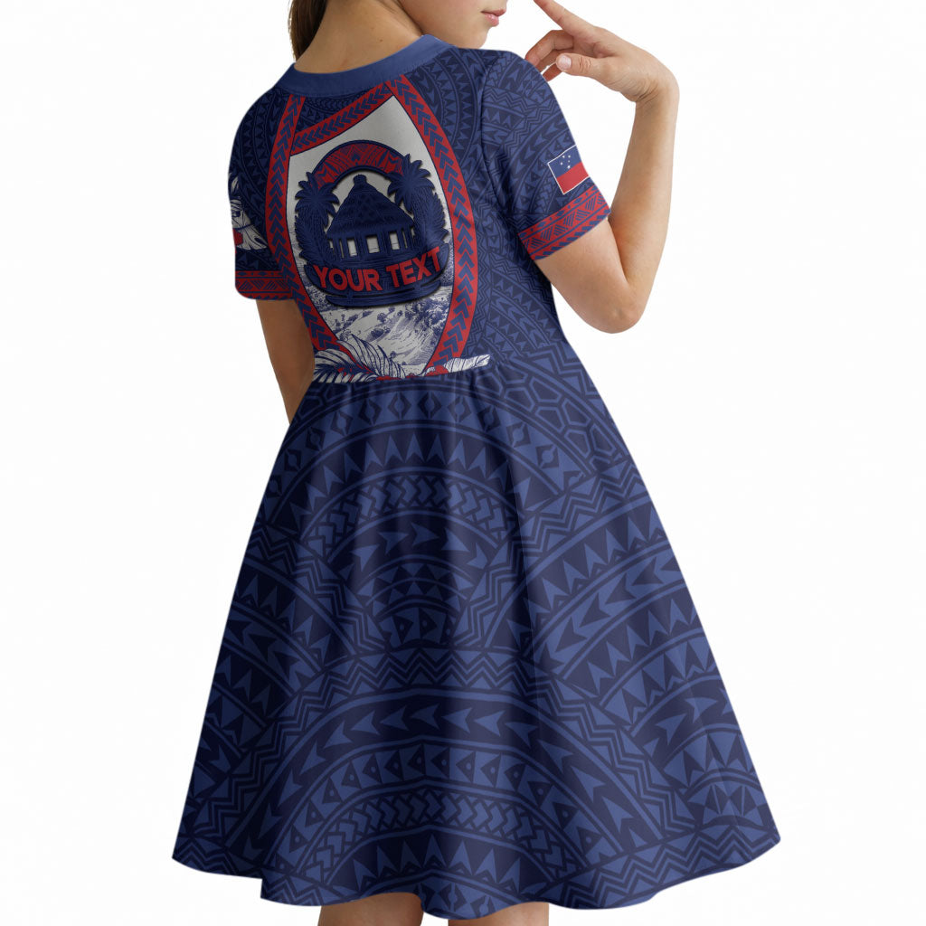 Personalised Falefa Samoa Village Kid Short Sleeve Dress Valley Polynesian Tribal Hibiscus Floral