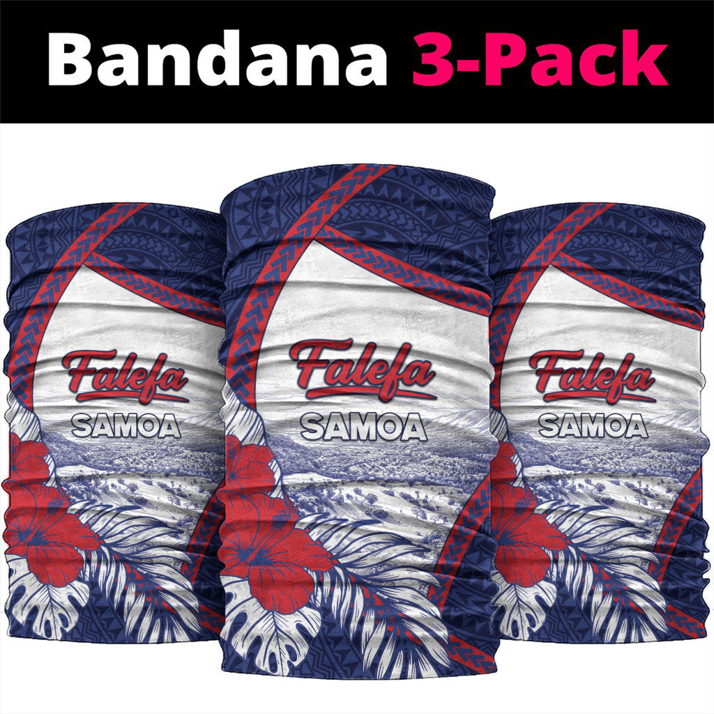 Falefa Samoa Village Neck Gaiter Valley Polynesian Tribal Hibiscus Floral DT05 package One Size: 25*50cm Navy - Polynesian Pride