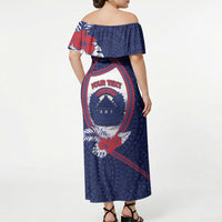 Personalised Falefa Samoa Village Off Shoulder Maxi Dress Valley Polynesian Tribal Hibiscus Floral