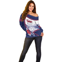 Personalised Falefa Samoa Village Off Shoulder Sweater Valley Polynesian Tribal Hibiscus Floral DT05 - Polynesian Pride