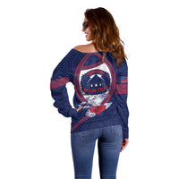 Personalised Falefa Samoa Village Off Shoulder Sweater Valley Polynesian Tribal Hibiscus Floral DT05 - Polynesian Pride