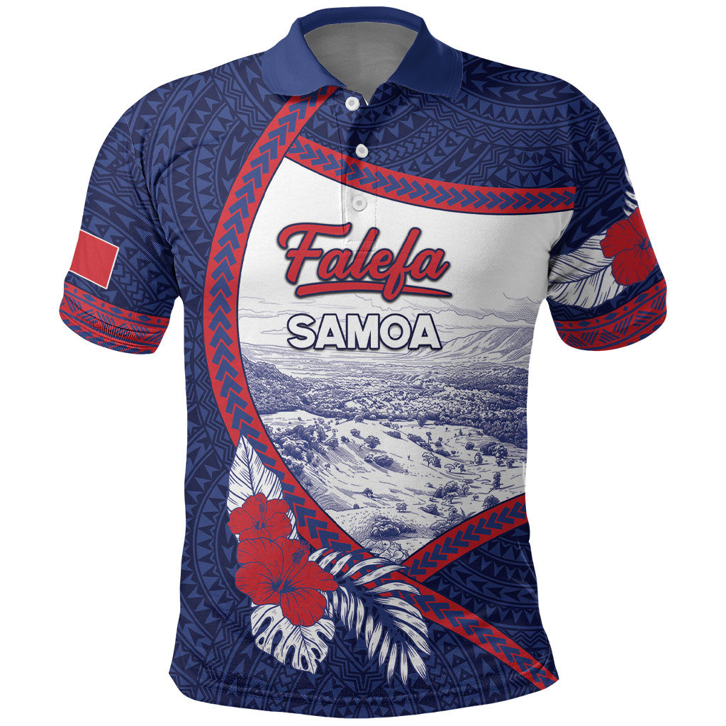 Personalised Falefa Samoa Village Polo Shirt Valley Polynesian Tribal Hibiscus Floral