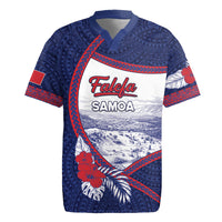 Personalised Falefa Samoa Village Rugby Jersey Valley Polynesian Tribal Hibiscus Floral DT05 Navy - Polynesian Pride