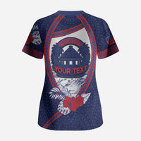 Personalised Falefa Samoa Village Scrub Top Valley Polynesian Tribal Hibiscus Floral