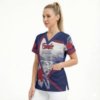 Personalised Falefa Samoa Village Scrub Top Valley Polynesian Tribal Hibiscus Floral