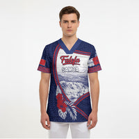 Personalised Falefa Samoa Village Scrub Top Valley Polynesian Tribal Hibiscus Floral
