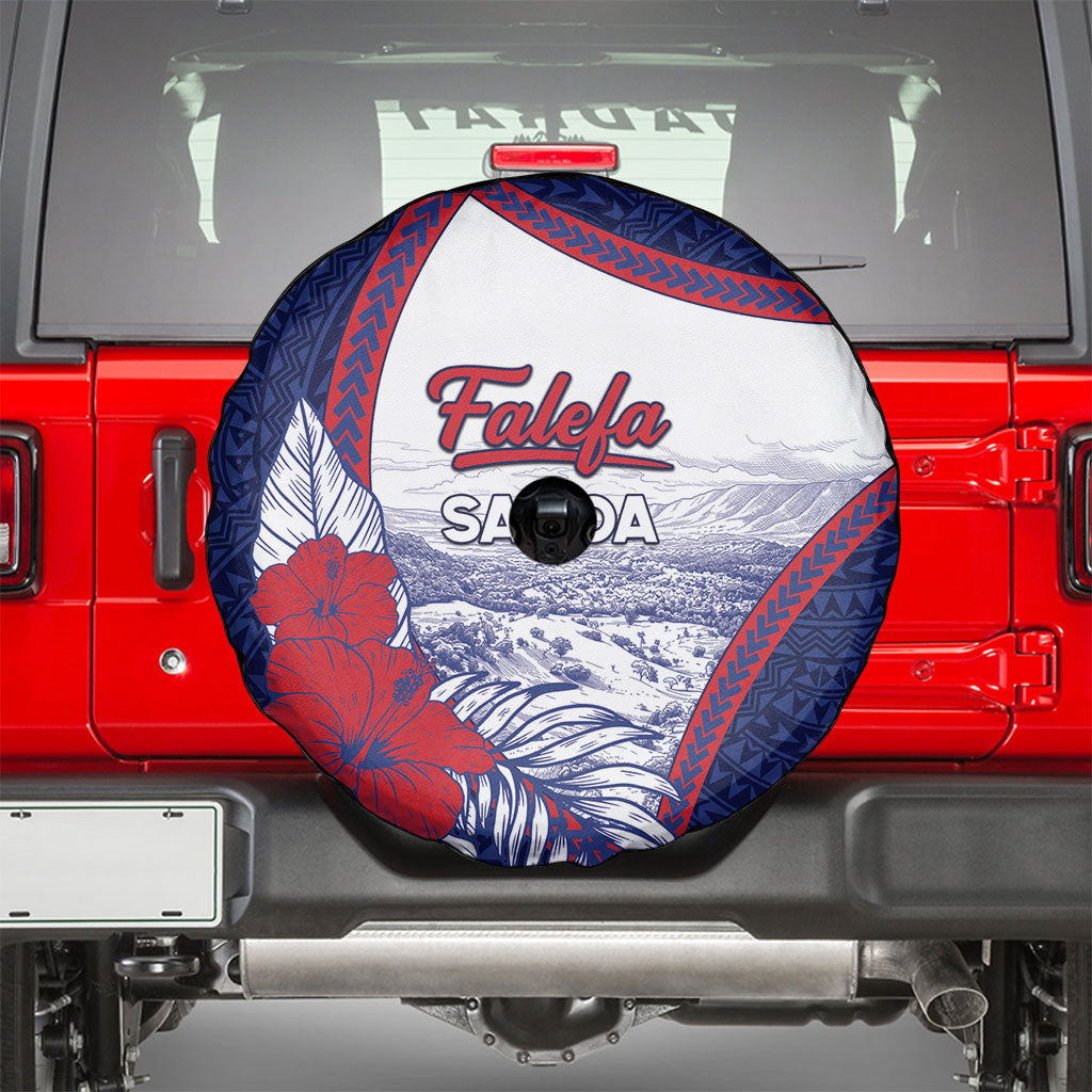 Falefa Samoa Village Spare Tire Cover Valley Polynesian Tribal Hibiscus Floral