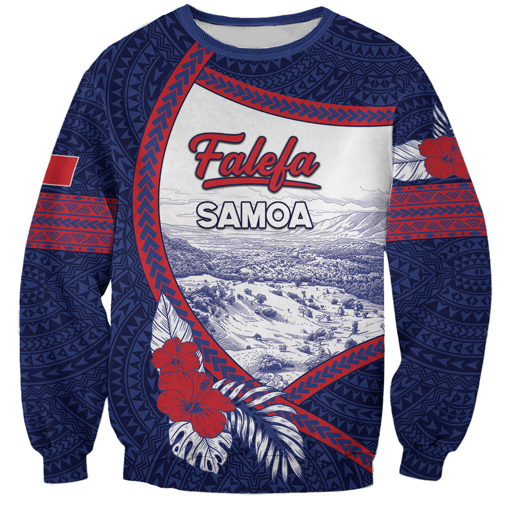 Personalised Falefa Samoa Village Sweatshirt Valley Polynesian Tribal Hibiscus Floral