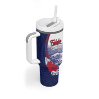 Personalised Falefa Samoa Village Tumbler With Handle Valley Polynesian Tribal Hibiscus Floral