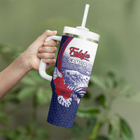 Personalised Falefa Samoa Village Tumbler With Handle Valley Polynesian Tribal Hibiscus Floral