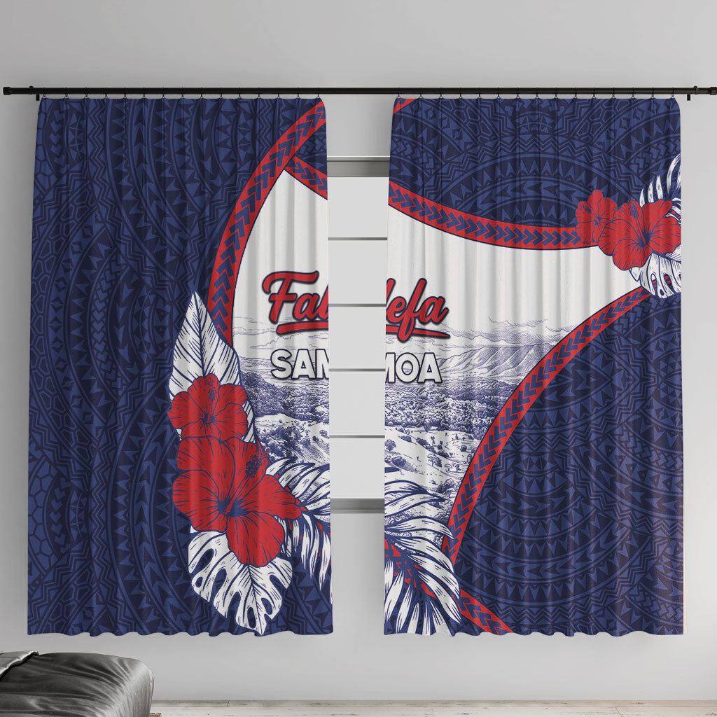 Falefa Samoa Village Window Curtain Valley Polynesian Tribal Hibiscus Floral