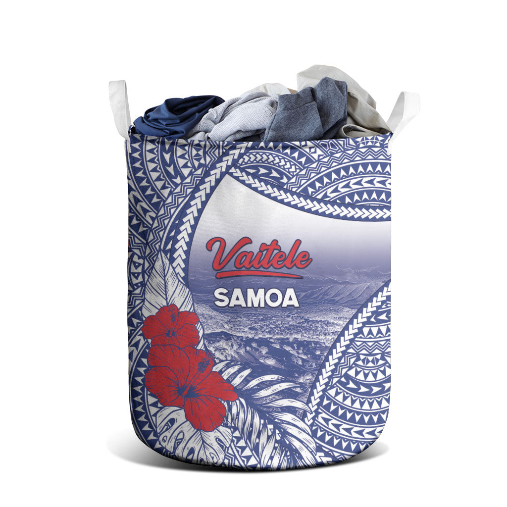 Vaitele Samoa Village Laundry Basket Falefa Valley Polynesian Tribal Hibiscus Floral