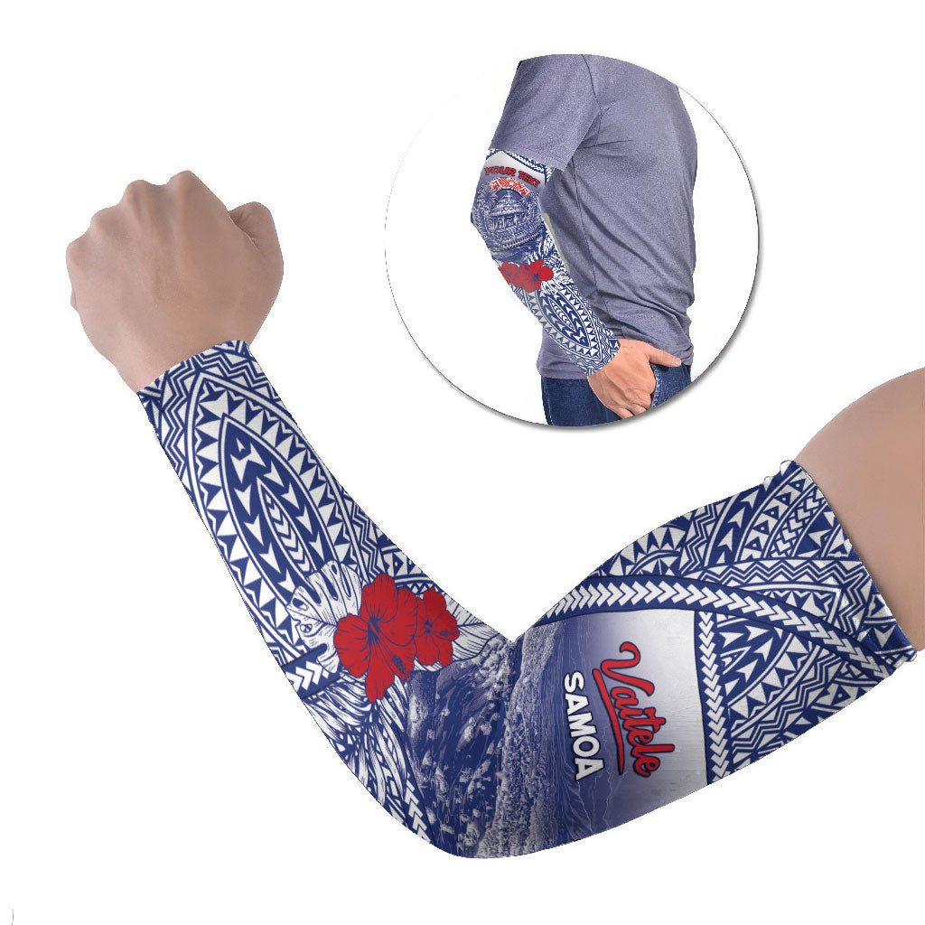 Personalised Vaitele Samoa Village Arm Sleeves Falefa Valley Polynesian Tribal Hibiscus Floral DT05 Set of 2 White - Polynesian Pride