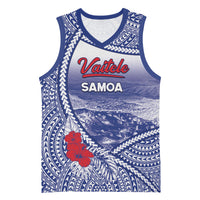 Personalised Vaitele Samoa Village Basketball Jersey Falefa Valley Polynesian Tribal Hibiscus Floral