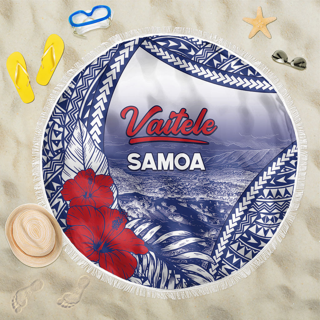 Vaitele Samoa Village Beach Blanket Falefa Valley Polynesian Tribal Hibiscus Floral DT05 One Size 150cm White - Polynesian Pride