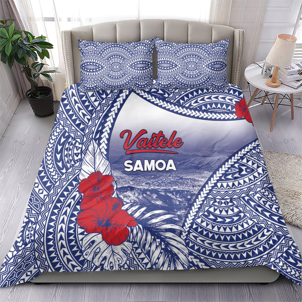 Vaitele Samoa Village Bedding Set Falefa Valley Polynesian Tribal Hibiscus Floral