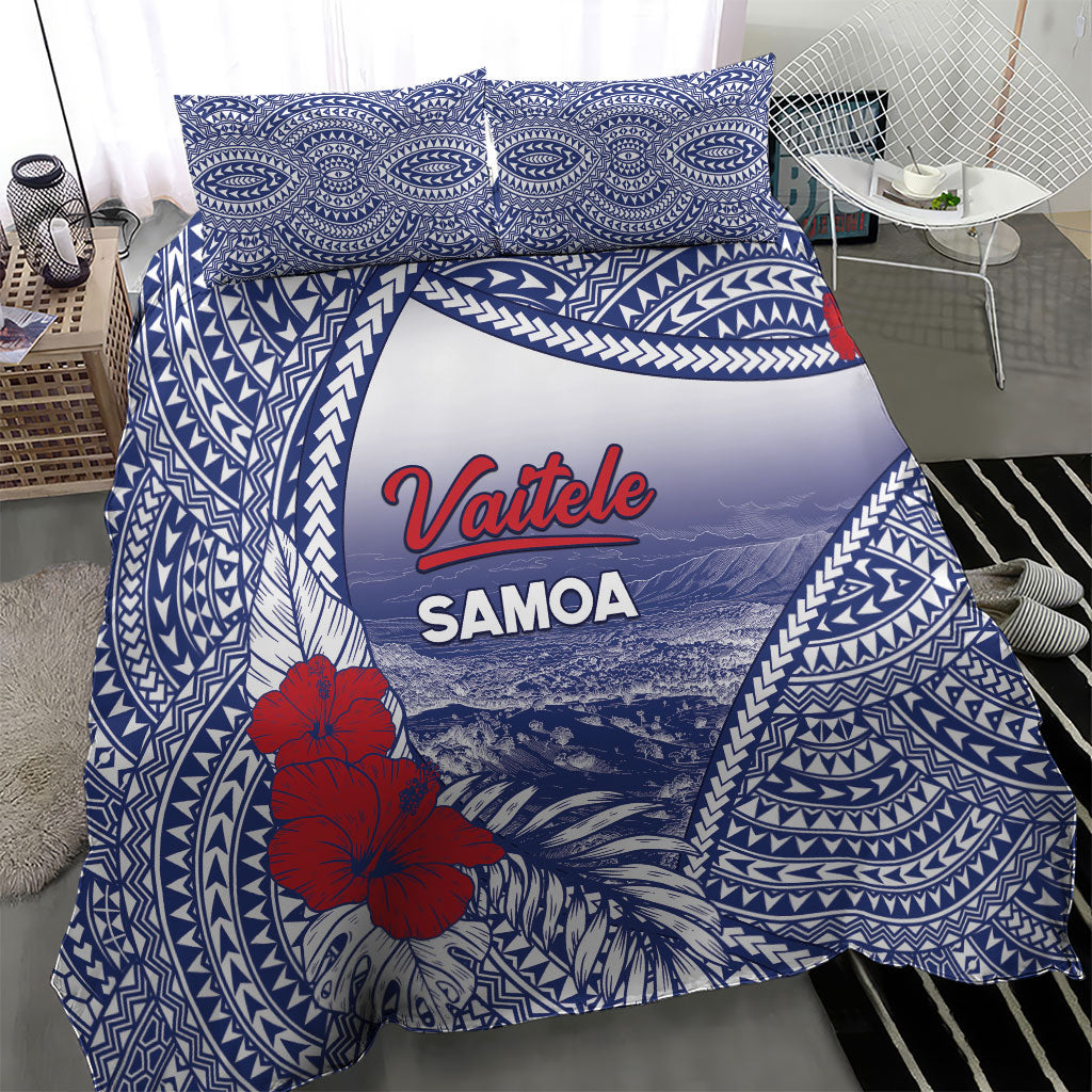 Vaitele Samoa Village Bedding Set Falefa Valley Polynesian Tribal Hibiscus Floral