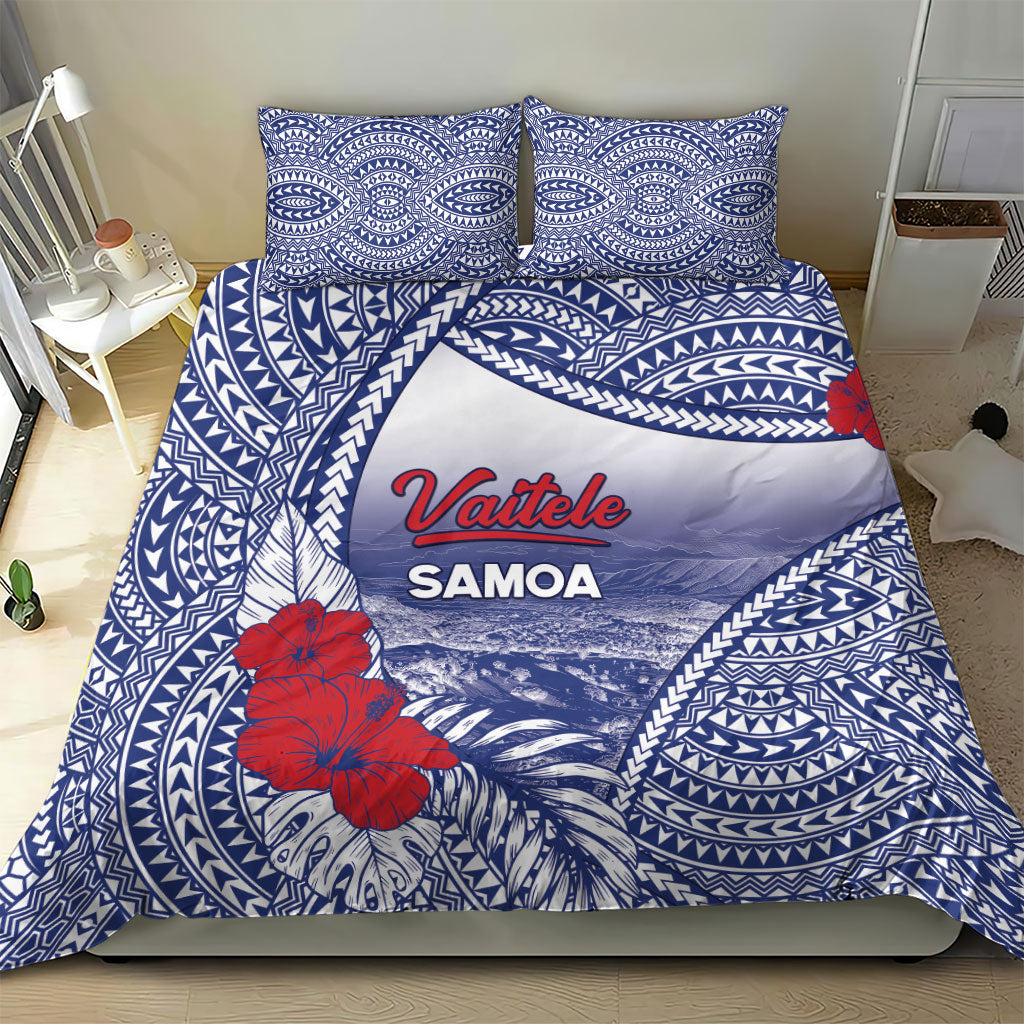 Vaitele Samoa Village Bedding Set Falefa Valley Polynesian Tribal Hibiscus Floral