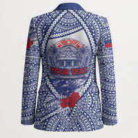 Personalised Vaitele Samoa Village Blazer Falefa Valley Polynesian Tribal Hibiscus Floral