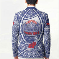 Personalised Vaitele Samoa Village Blazer Falefa Valley Polynesian Tribal Hibiscus Floral