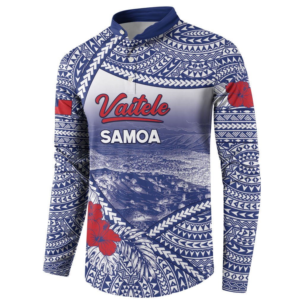 Personalised Vaitele Samoa Village Button Sweatshirt Falefa Valley Polynesian Tribal Hibiscus Floral
