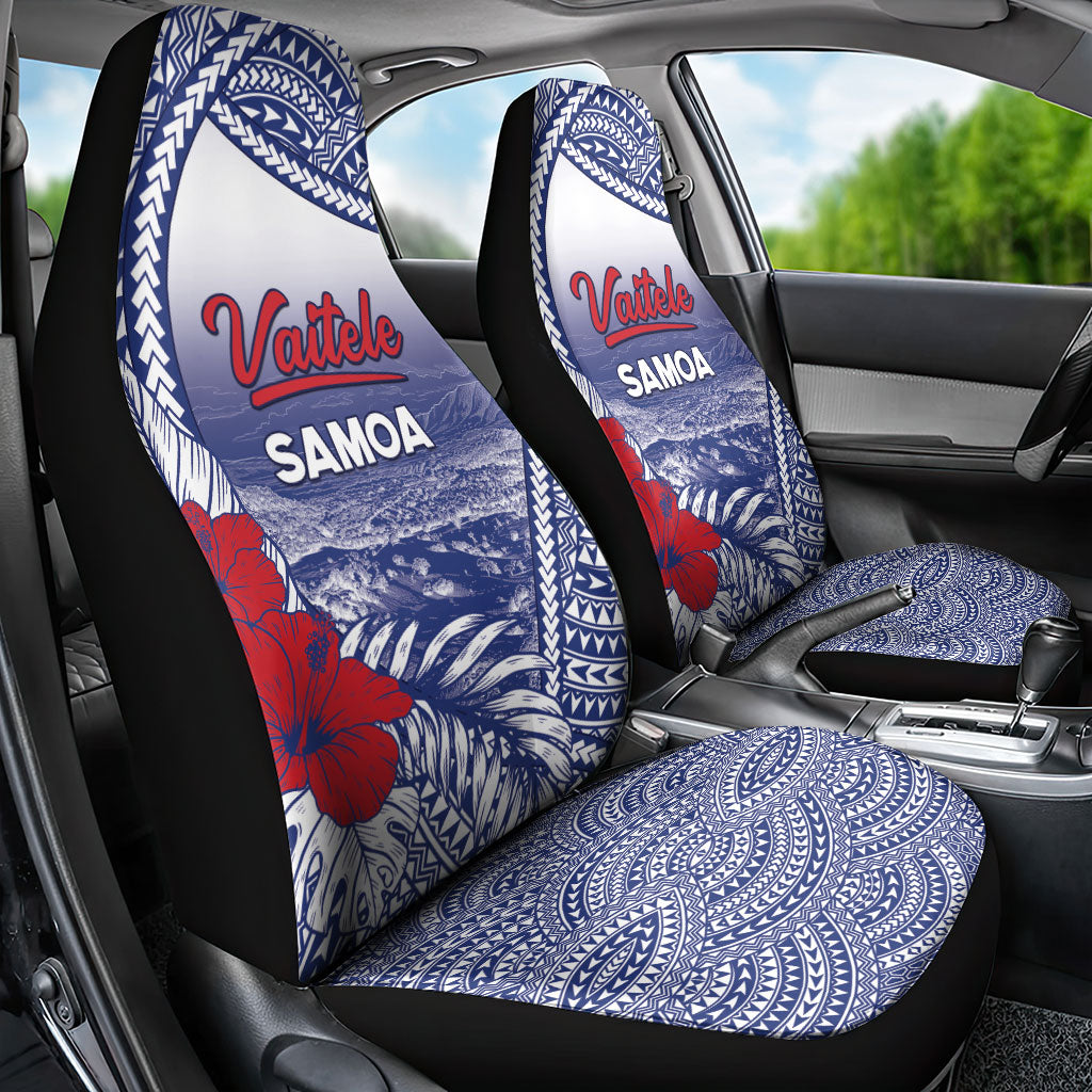 Vaitele Samoa Village Car Seat Cover Falefa Valley Polynesian Tribal Hibiscus Floral