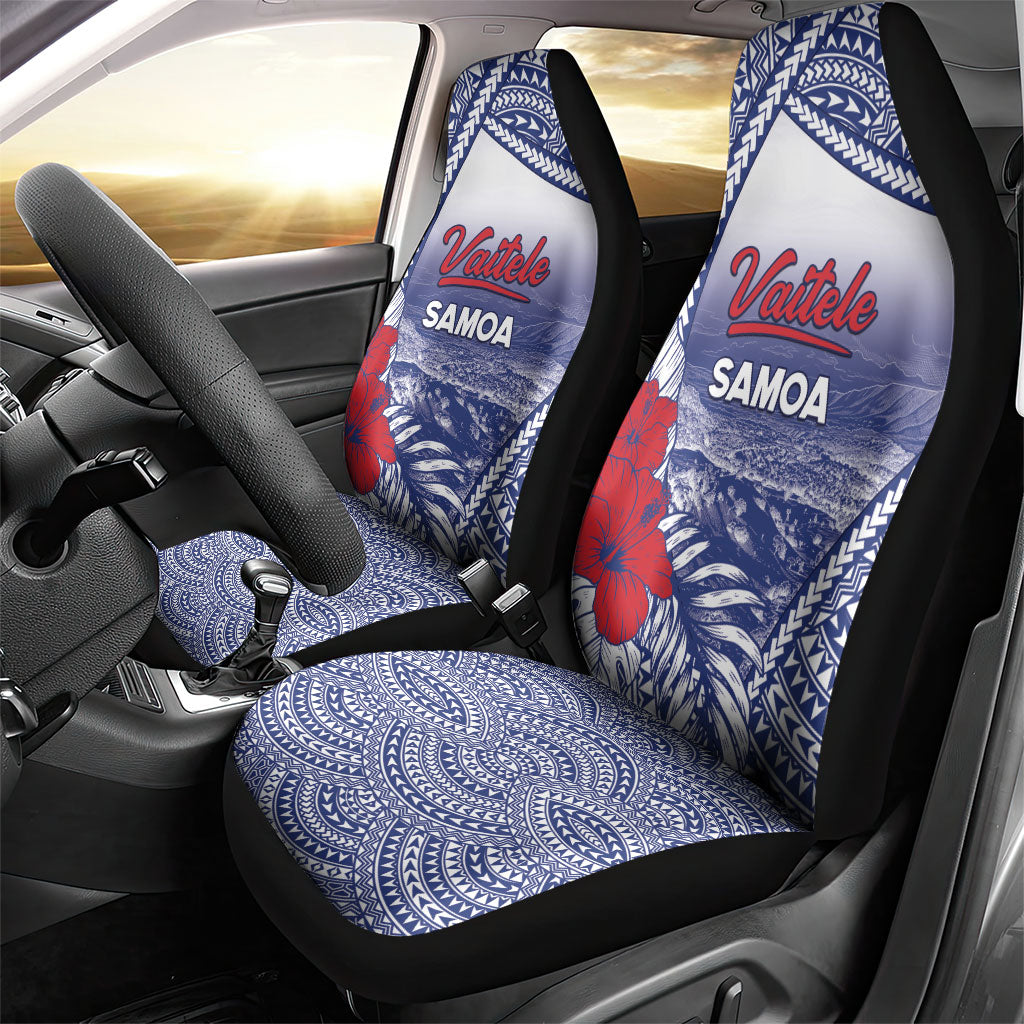Vaitele Samoa Village Car Seat Cover Falefa Valley Polynesian Tribal Hibiscus Floral