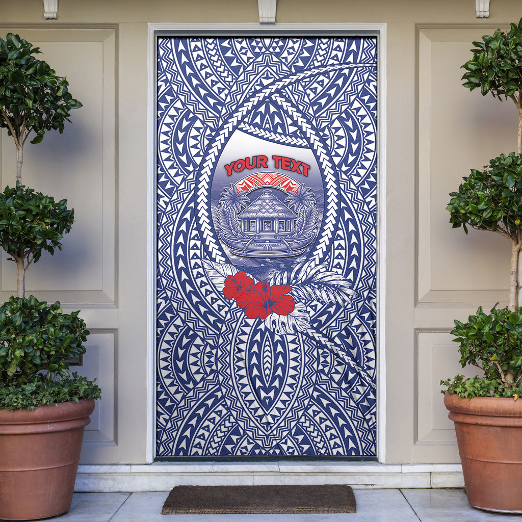 Personalised Vaitele Samoa Village Door Cover Falefa Valley Polynesian Tribal Hibiscus Floral