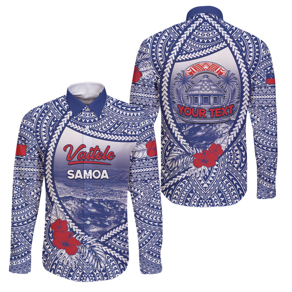 Personalised Vaitele Samoa Village Family Matching Long Sleeve Bodycon Dress and Hawaiian Shirt Falefa Valley Polynesian Tribal Hibiscus Floral