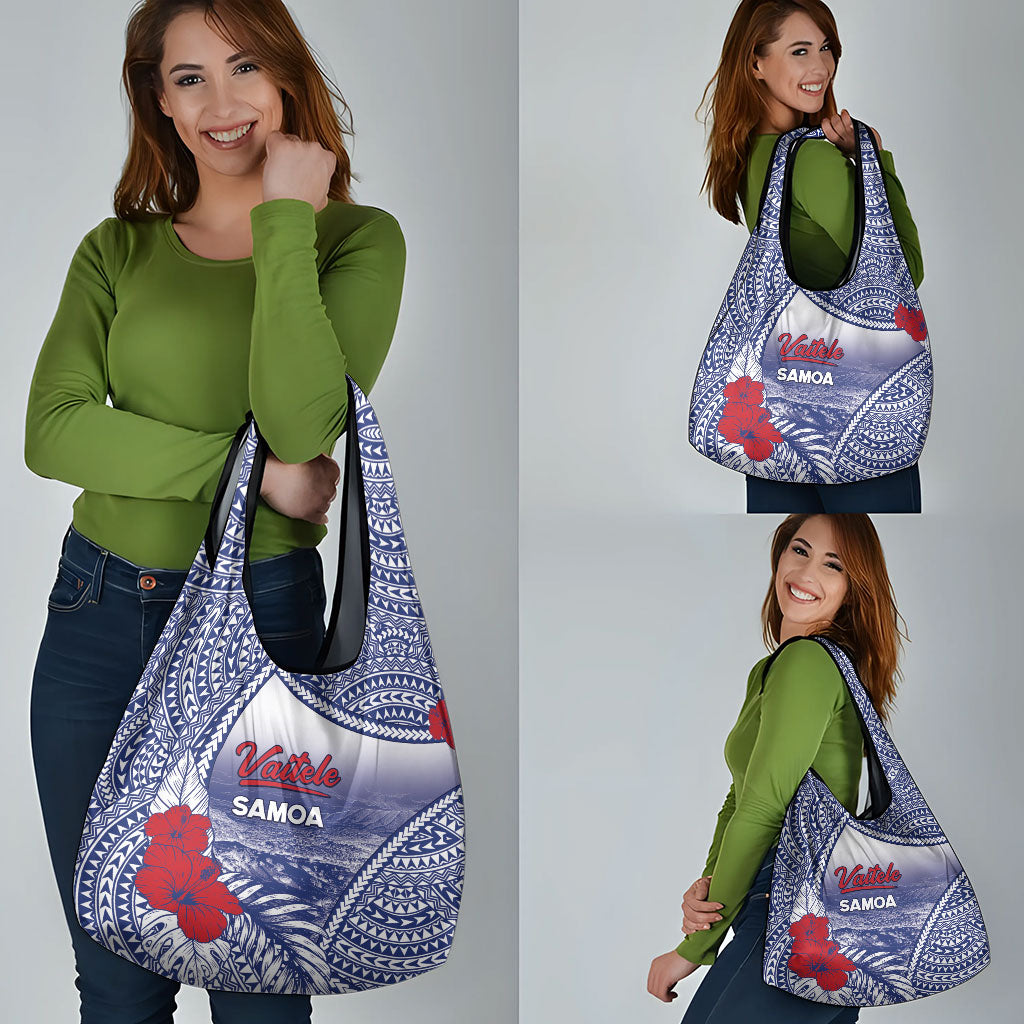 Vaitele Samoa Village Grocery Bag Falefa Valley Polynesian Tribal Hibiscus Floral