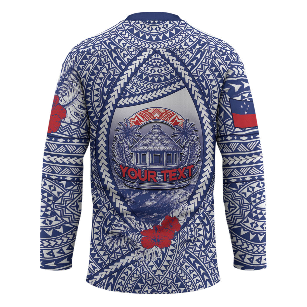 Personalised Vaitele Samoa Village Hockey Jersey Falefa Valley Polynesian Tribal Hibiscus Floral