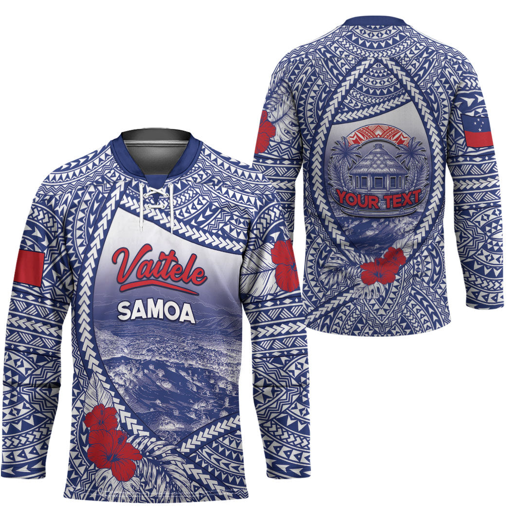 Personalised Vaitele Samoa Village Hockey Jersey Falefa Valley Polynesian Tribal Hibiscus Floral