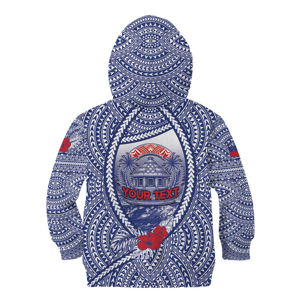 Personalised Vaitele Samoa Village Kid Hoodie Falefa Valley Polynesian Tribal Hibiscus Floral