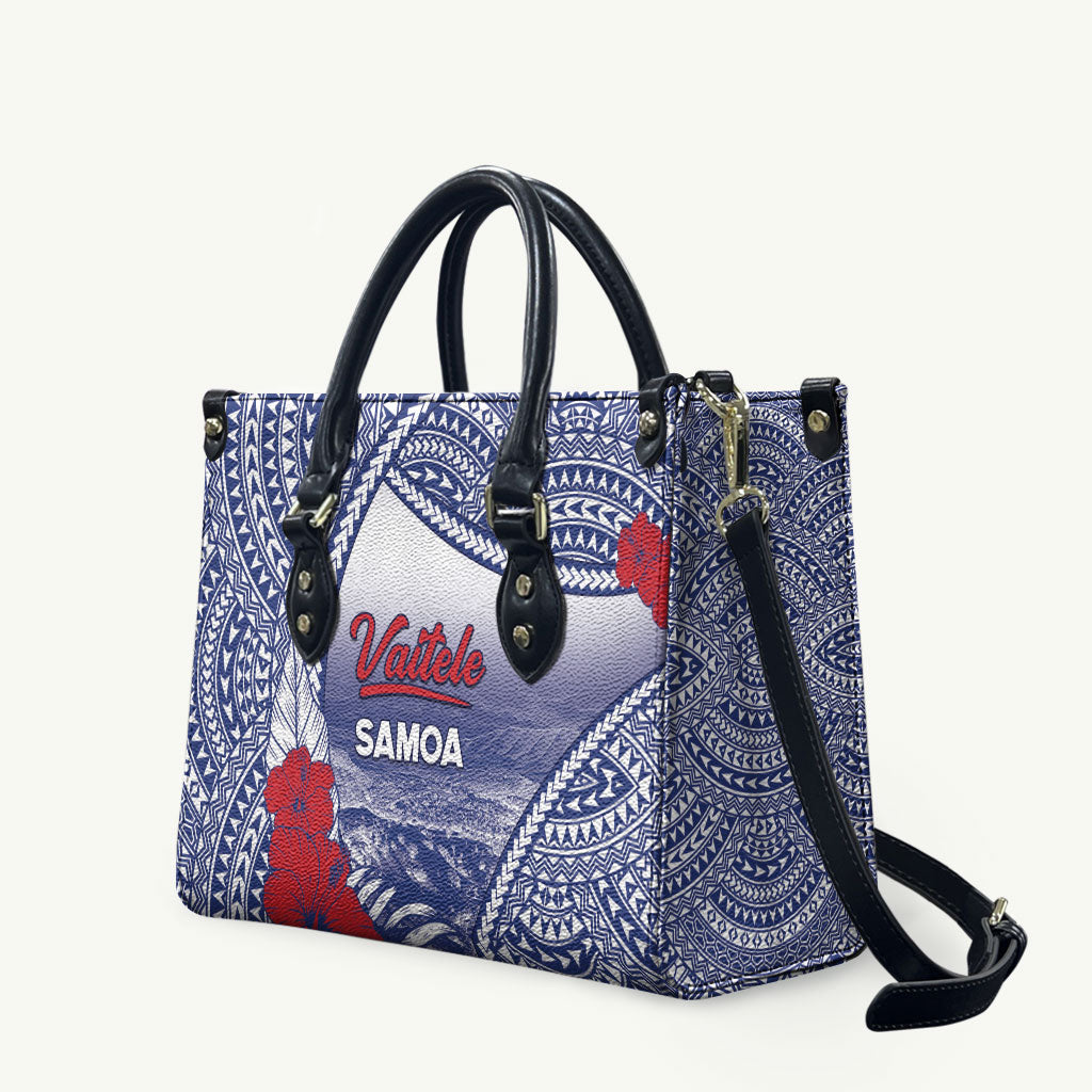 Vaitele Samoa Village Leather Bag Falefa Valley Polynesian Tribal Hibiscus Floral